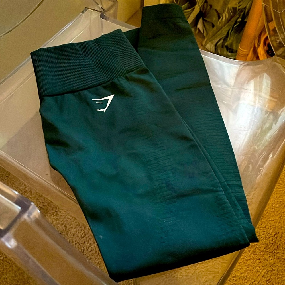 Teal gym shark leggings-tried on once!